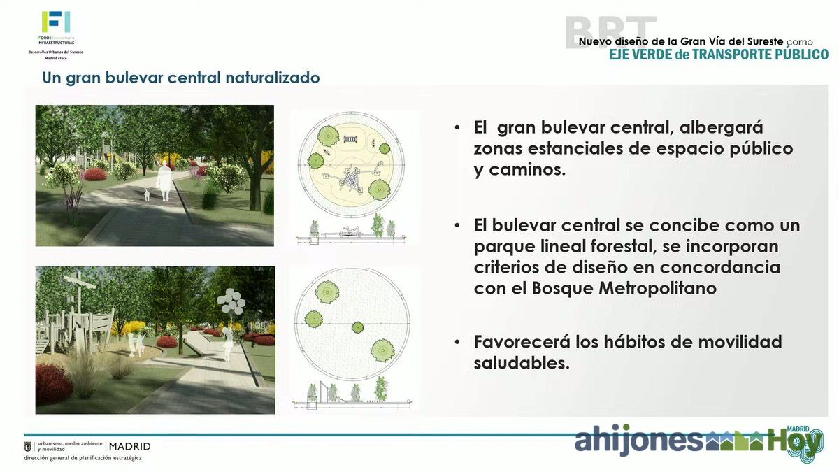 Render del gran bulevar central naturalizado de la Gran Vía del Sureste