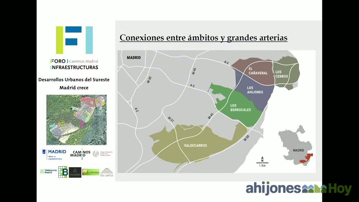 Mapa de conexiones entre los ámbitos del Sureste y las grandes arterias