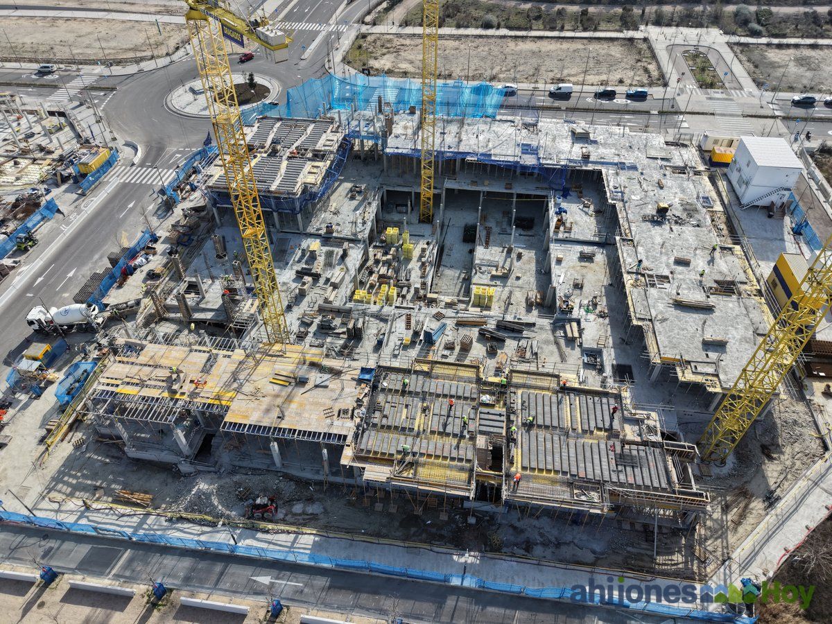 Forjado en ejecución visto desde el aire